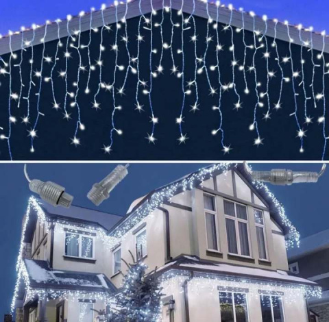 Lights - outdoor icicles with flesh 300 LED, colors: cold white and blue