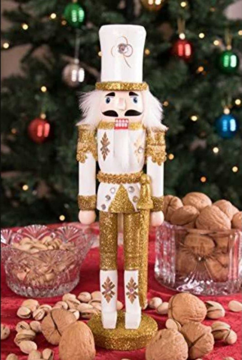 Dziadek do orzechów srebrny lub złoty wys. 30 cm