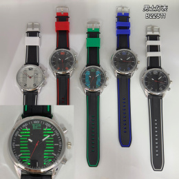 Męskie, lekkie zegarki na gumowym pasku z podświetlaną tarczą, model: B-22311
