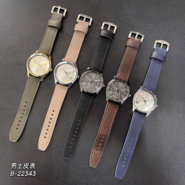 Men's watches on leather strap, model: B-22343