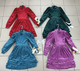 Świąteczna, welurowa sukienka dla dziewczynki, wiek: 4-14 lata