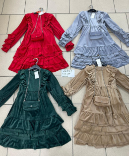 Christmas velour dress for a girl, age: 4-14 years