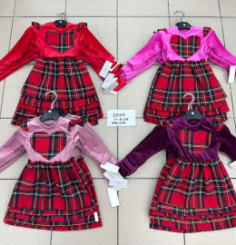 Christmas velour dress for a girl, age: 1-6 years