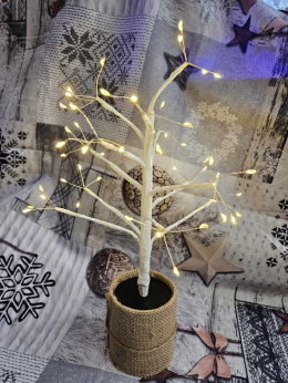 LED trees in jute with batteries, height 35cm