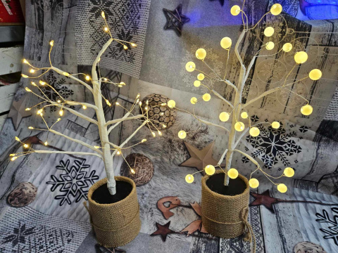 Drzewka LED w jucie na baterie, wys. 35cm