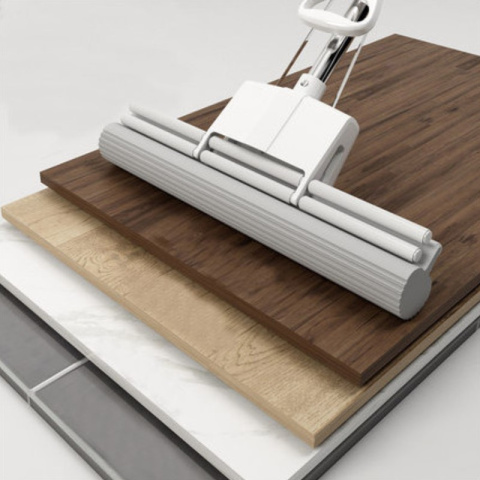 Squeezable sponge mop with bucket