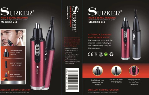 Trymer do włosów w nosie, uszach oraz brody SURKER® model: SK-211