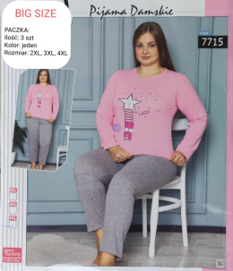 Large size pajamas with a modern cut made of elastane 7715