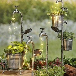 Garden lights, solar lights - tap with bucket