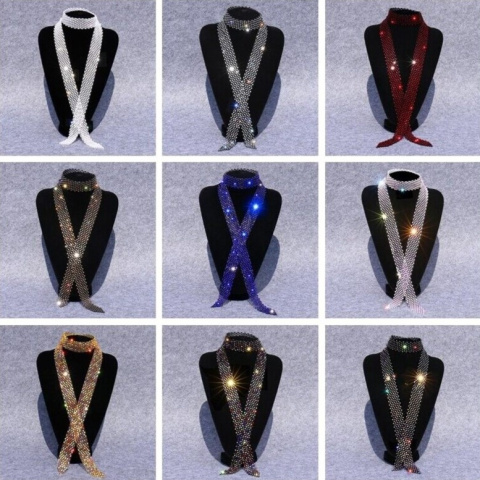 Luxury women's necklace with crystals - tie, scarf