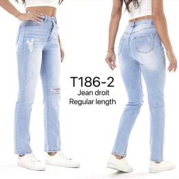 Women's high-waisted denim pants model: T186-2
