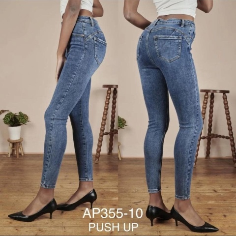 Spodnie jeansowe damskie PUSH UP z wysokim stanem model: AP355-10