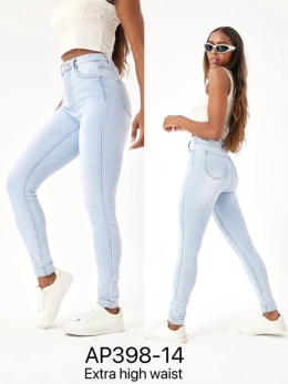 Spodnie jeansowe damskie z wysokim stanem model: AP398-14