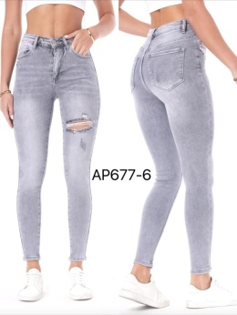 Women's high-waisted denim pants model: AP677-6
