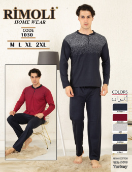 Men's 100% cotton pajamas - RIMOLI, model: 1030 (M-2XL)