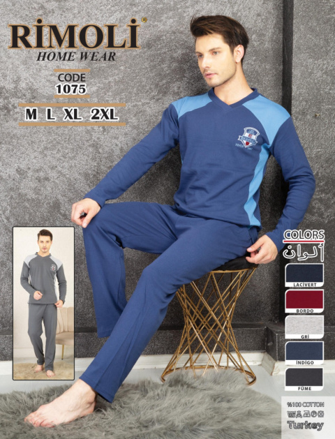 Men's 100% cotton pajamas - RIMOLI, model: 1075 (M-2XL)