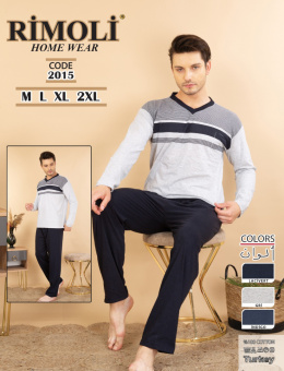 Piżama męska 100% bawełny - RIMOLI, model: 2015 (M-2XL)