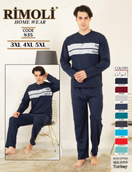 Men's 100% cotton pajamas - RIMOLI, model: 835 (3XL-5XL)