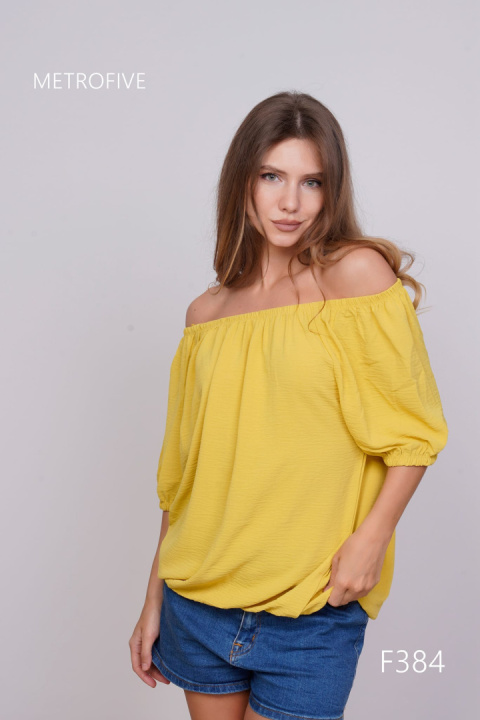 Women's blouse with short sleeves, model: F384