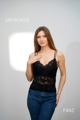 Women's lace top with thin straps, model: F442