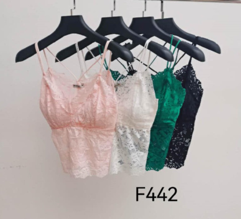 Top damski, koronkowy na cienkich ramiączkach, model: F442