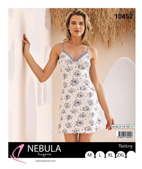 Women's nightgown, narrow straps, NEBULA (size M-2XL)