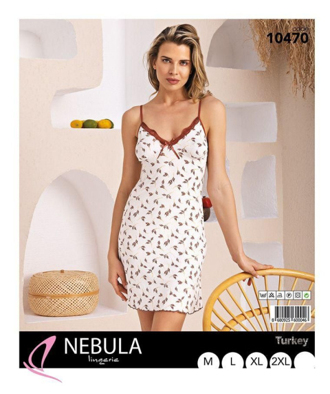 Women's nightgown, narrow straps, NEBULA (size M-2XL)