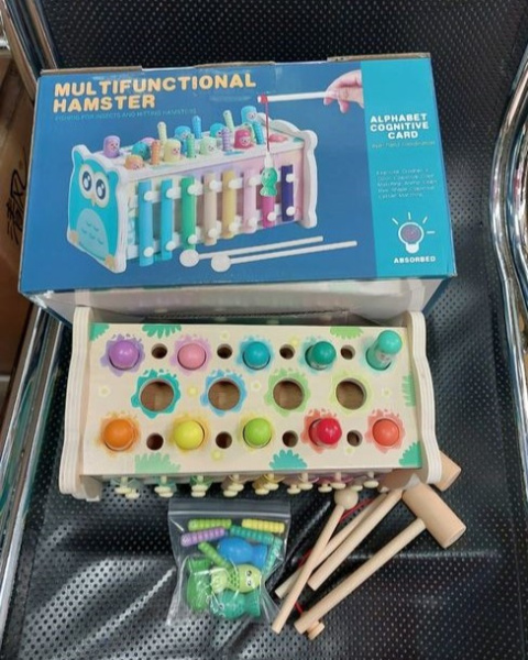 Pudełko edukacyjne - sorter, cymbałki, wbijak, młotek