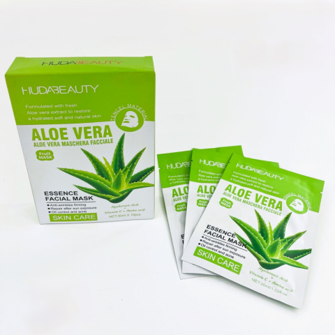 Moisturizing aloe face mask in a sheet