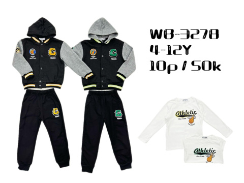 Boys' 3-piece tracksuit bottoms (age: 4-12), model: WB-3278