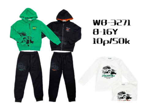 Boys' 3-piece tracksuit bottoms (age: 8-16), model: WB-3271