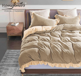 Velour bedding set with frill 3-part size 160x200 cm / 200x220 cm