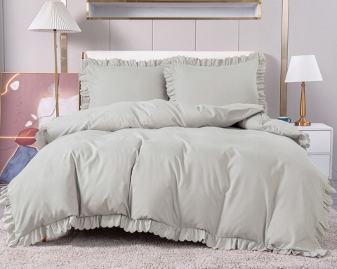 Bedding set with frill 3-part size 160x200 cm / 200x220 cm