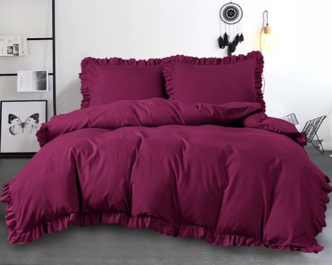 Bedding set with frill 3-part size 160x200 cm / 200x220 cm