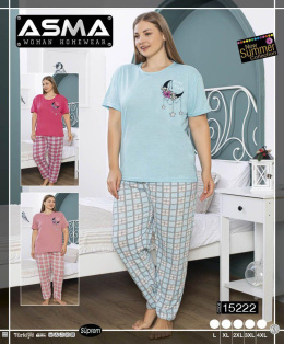 Piżama damska PLUS SIZE (krótki rękaw + długie spodnie), rozm. L-4XL, model: 15222