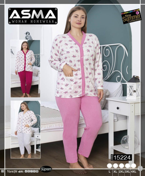 Piżama damska PLUS SIZE (długi rękaw + długie spodnie), rozm. L-4XL, model: 15224