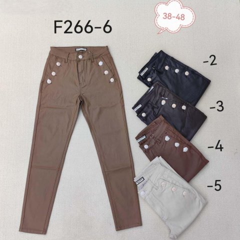 Women's high-waisted eco leather pants model: F266