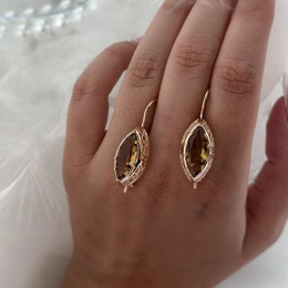 Gold-plated earrings with zircons (sample 585)