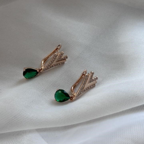 Gold-plated earrings with zircons (sample 585)