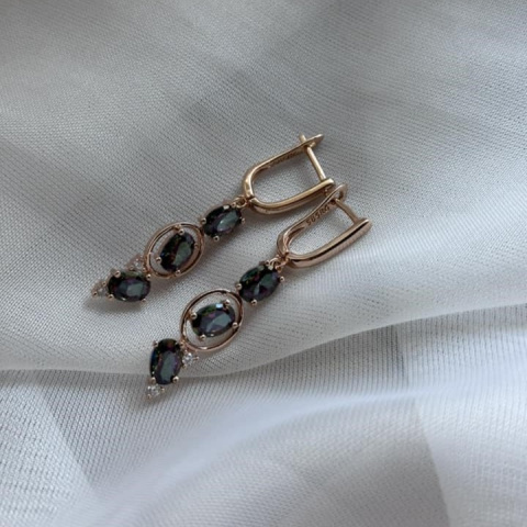 Gold-plated earrings with zircons (sample 585)