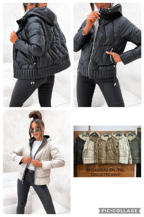 Women's reversible jacket, model: BH2492 BIG (size: 3XL-7XL)