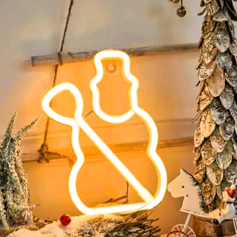 Neon bell and snowman ornaments, height 50cm