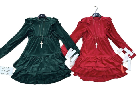 Christmas velour dress for a girl, age: 4-14 years