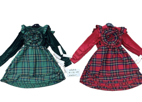 Christmas velour dress for a girl, age: 4-14 years