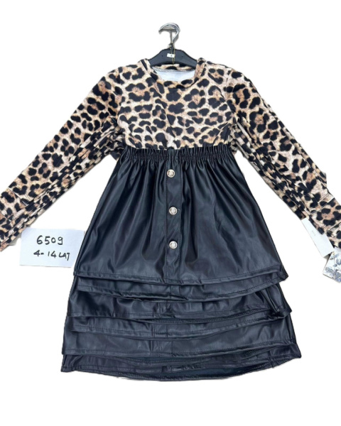 Girl's dress (camouflage+leather), age: 4-14 years