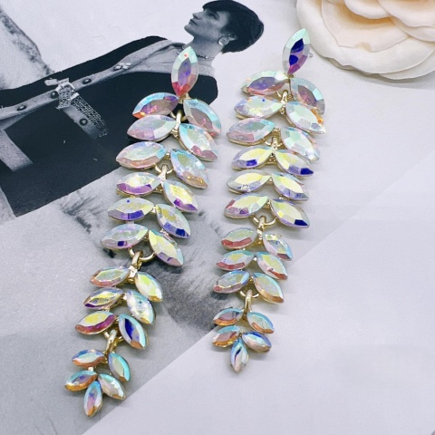 Women's earrings, pendant with zircons