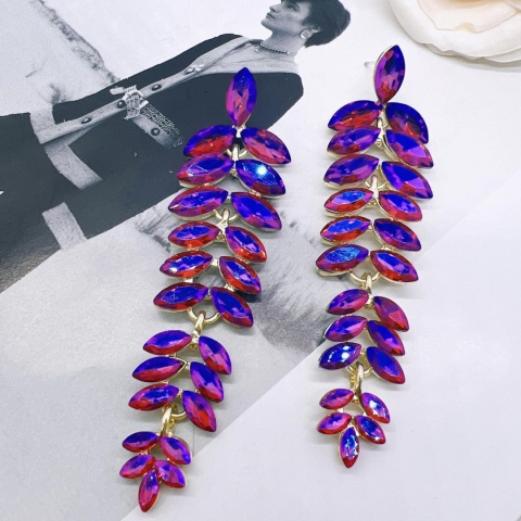 Women's earrings, pendant with zircons