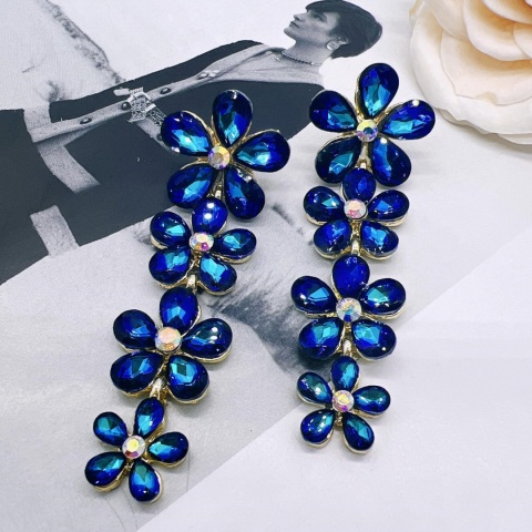 Women's earrings, pendant with zircons