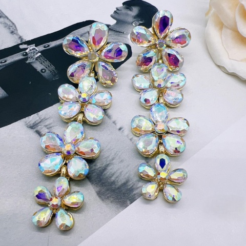 Women's earrings, pendant with zircons