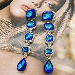 Women's earrings, pendant with zircons